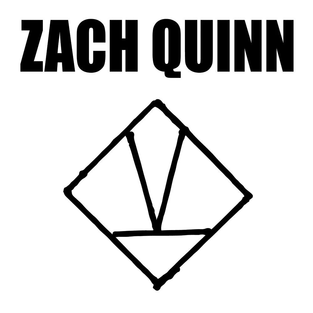 Bold black text reads Zach Quinn above a black outlined geometric V inside a diamond on white—artwork for the Zach Quinn debut solo album Black Vinyl LP. Brand: Zach Quinn.