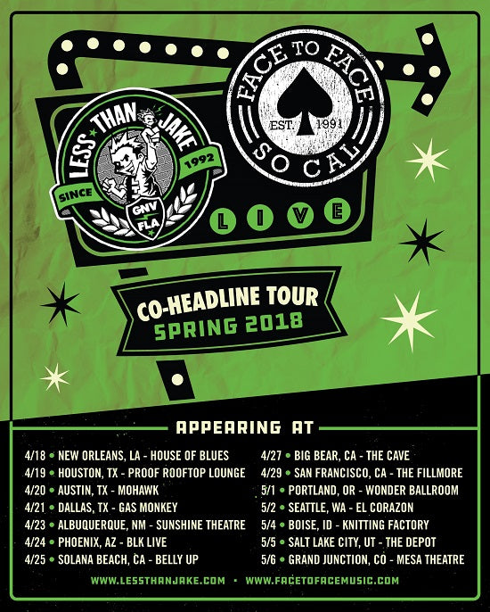 face to face and Less Than Jake Announce Co-Headlining Tour!