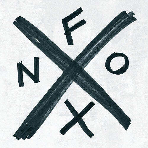 A bold black X appears on a white background, dividing the space into quadrants with the letters N, O, F, and X—evoking the spirit of classic hardcore vinyl covers for fans of NOFX.