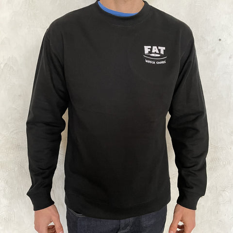 Black Crew Neck FAT Embroidered Logo Sweatshirt